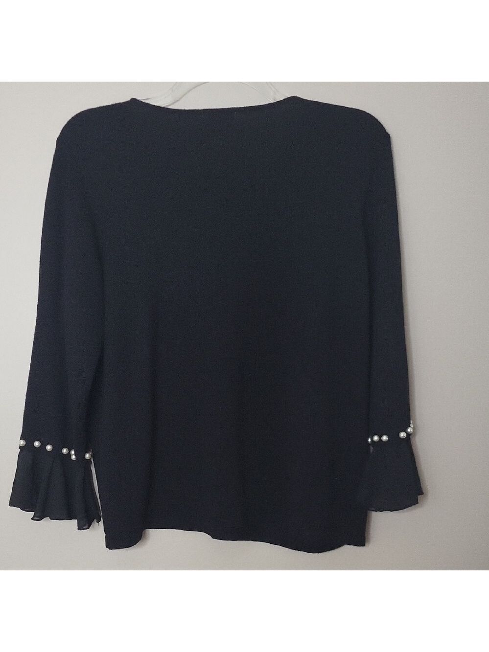 Womens Plus | Cato Black Long Sleeve Top with Pearl Details| BB215Q - Picture 6 of 8